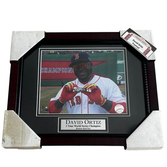 David Ortiz 3 time world Series Champion #34 Boston Red Sox framed Metal plate - Picture 1 of 6